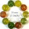 Spaghetti Red/Green/Yellow random color mix Glass Marbles 25mm (1 inch) SHOOTER (LOT OF 10)